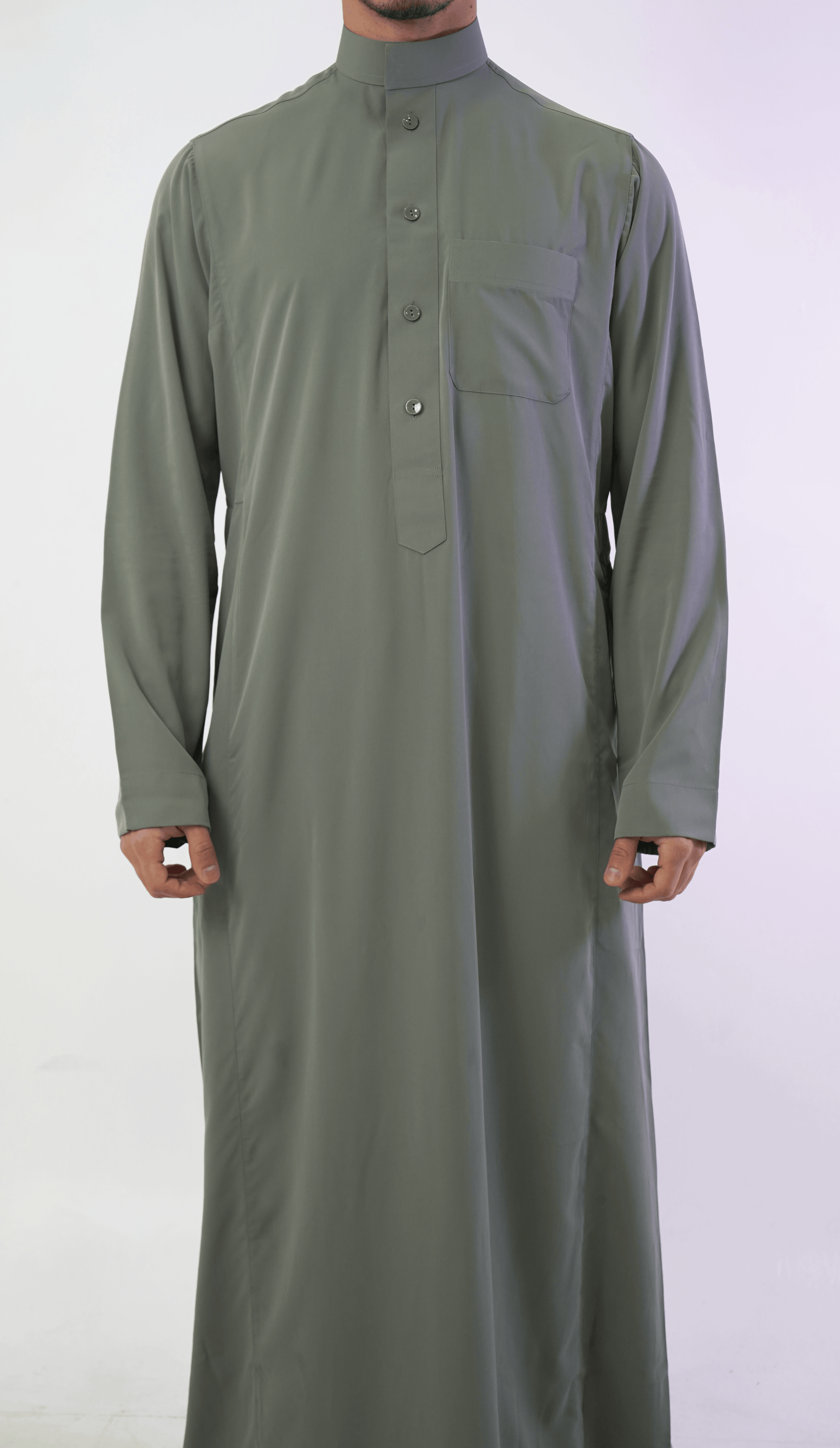 NAHRAYN Dark Green Saudi Thobe Standing